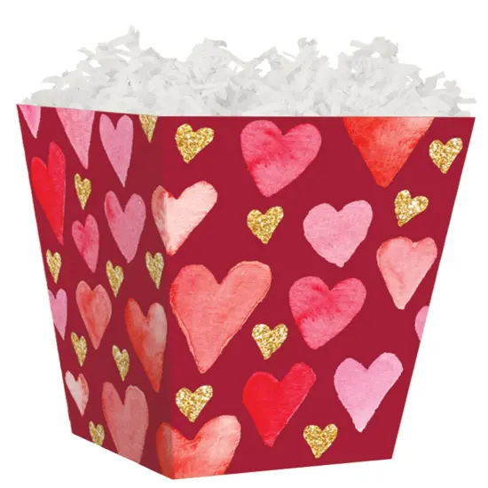 Pack/6: Sparkling Hearts Sweet Treat Boxes - 4 x 4 x 4-1/2" {1}