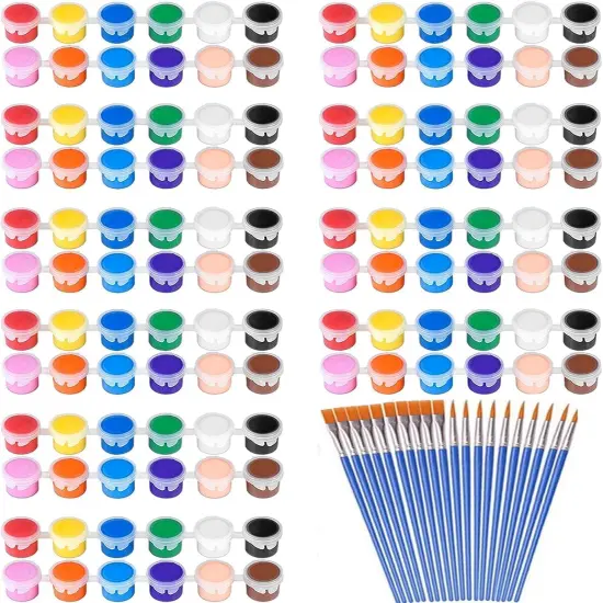 140 Pcs Mini Acrylic Paint Set for Kids, 12 Colors Washable Acrylic Paint Strip with 5 Paint Tray for Kids&Adults Craft Paint {1}