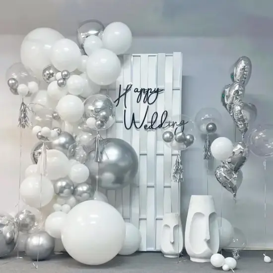 137Pcs White Balloon Garland Arch Kit, Latex Balloons Different Sizes Party Balloon for Birthday Party Graduation Baby Shower Wedding Holiday Balloon Decoration {4}