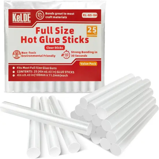Full Size Hot Glue Sticks Bulk of 25pcs, 4" x 0.43 inch Diameter, Compatible with Most Hot Glue Gun, 11.2x100mm All-Purpose Clean Hot Melting Silicone for DIY, Craft, Christmas Decorations {1}
