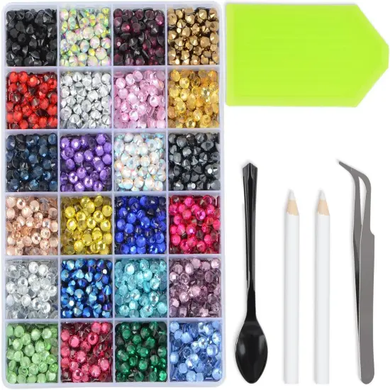 Glass Hotfix Rhinestones Bulk SS30 2880pcs 24 Colors Hotfix Crystal Flatback Rhinestones for Crafts Clothes with Tweezers and Wax Pencil Kit {1}