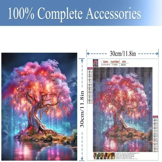 Diamond Art Kits for Adults Tree of Life 5D Diamond Painting Kits for Adults, Diamond Painting Diamond Art with Full Drill Diamond Dots DIY Gem Crafts Kits for Home Decor Gift-12x12in Pink {3}