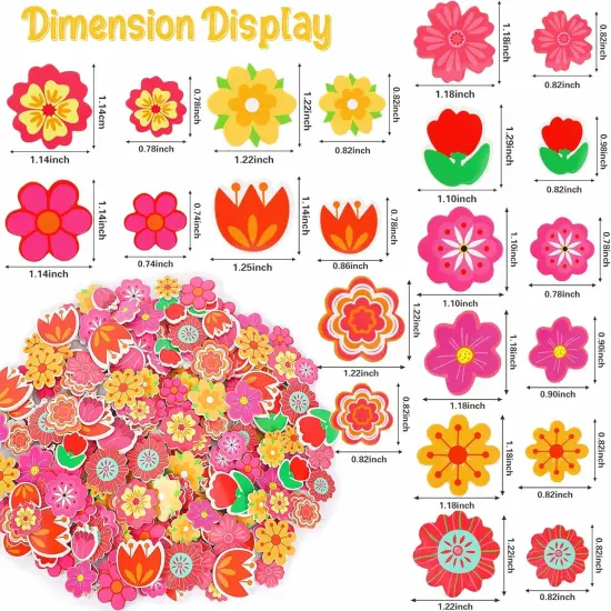 Flower Foam Sticker, 300Pcs Bulk Spring Self-Adhesive Foam Stickers Colorful Mixed Stickers for Kids Party DIY Crafts Favor Decorations Supplies {2}