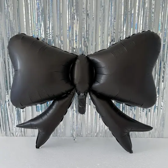 5Pcs Black Bow Mylar Foil Balloons Decorations/Suitable for Retro Classic Party/Gothic Style Party/Luxurious Palace Princess Party/Black Wedding Party Decorations {2}