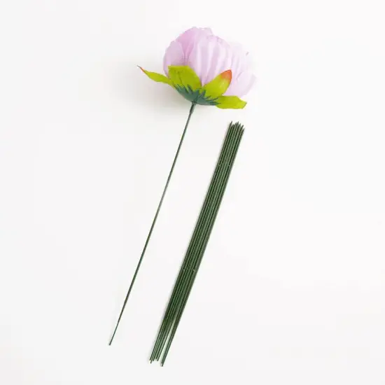 100 pcs Floral Stem Wire - Plastic Artificial Flower Green Stem Rod - Plant Stub Wire Green Florist Wires (10 inch / 25cm) {2}