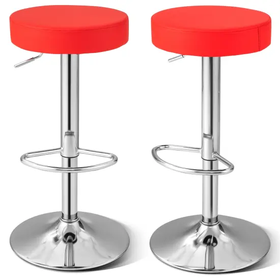 Set of 2 Height Adjustable Swivel Round Bar Stool with Stainless Steel Chrome Base Perfect for Seating in Any Room Black {8}