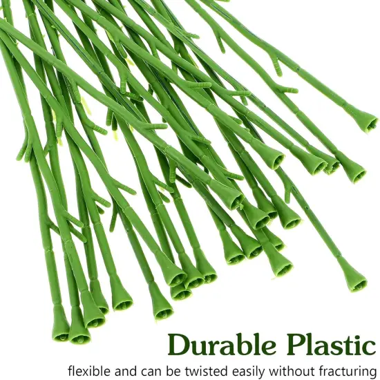 100Pcs Floral Wire Stem Plastic Artificial Floral Green Stem Wire DIY Craft Bouquet Making Floral Arrangement Tools {5}