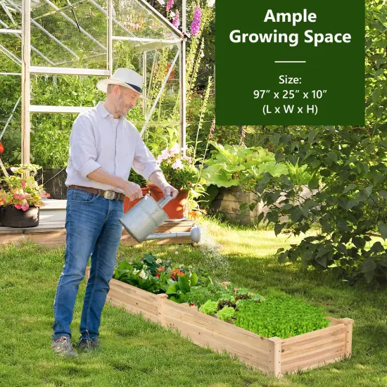 Costway Wooden Raised Garden Bed Outdoor Wood Planter Box for Vegetables Flowers Fruit {5}
