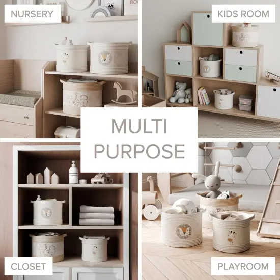 3 Set Decorative Summer Storage Baskets with Safari Animal Prints {3}