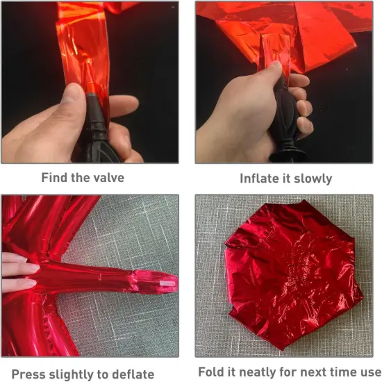 6 Pcs Red Star Foil Balloons One-Piece 14-Pointed Star Balloons 4D Starburst Cone Mylar Balloons 22inch Christmas Birthday Wedding Wedding Anniversary Party Supplies(Red) {4}