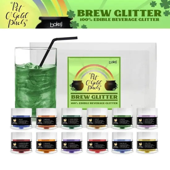 St. Patty's Day Pot O' Gold Collection Edible Glitter Brew Glitter Combo Pack B (12 PC SET) {1}