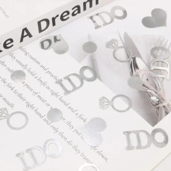 Wedding Confetti, Engagement Confetti for Wedding Shower Decorations, Bridal Shower Confetti for Bridal Shower Decorations, 160 PCS Glitter Silver I DO Confetti for Engagement Table Decorations {4}