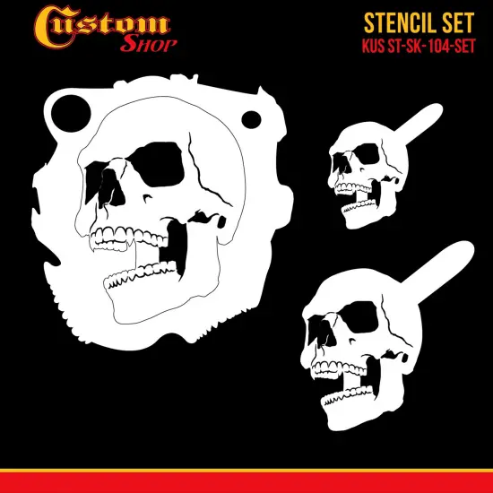 Custom Shop Airbrush Stencil Skull Design Set #4 (3 Different Scale Sizes) - 3 Laser Cut Reusable Templates {2}