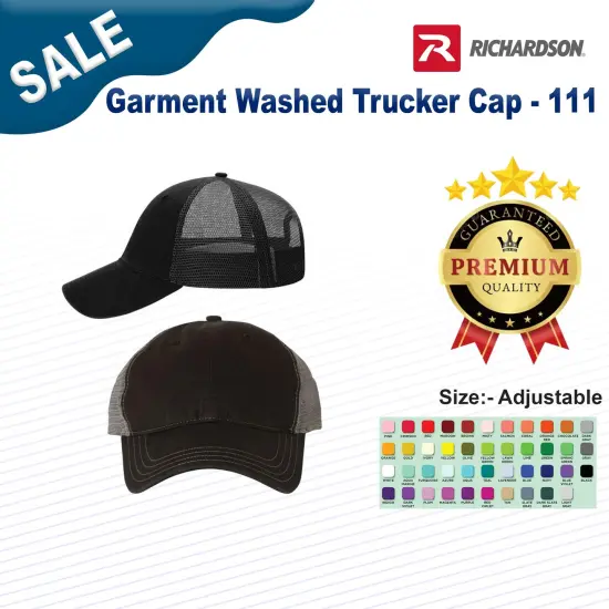 Richardson&reg; Garment Washed Trucker Cap C Blue/ Khaki {3}