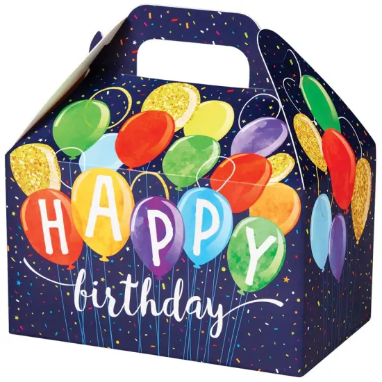 Pack/6: Happy Birthday Balloons Party Favor Gable Box - 6 x 3-3/4 x 3-1/2" {1}