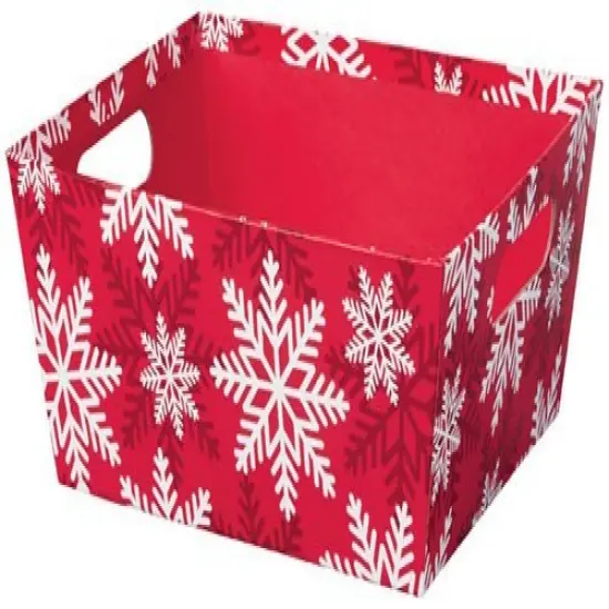 Pack/3: Red & White Snowflakes Baskety Tray - 12 x 9-1/2 x 4-1/2" {1}