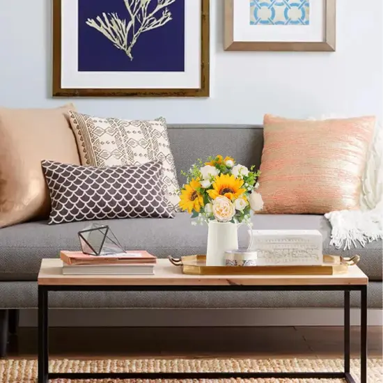 Artificial Summer Tabletop Floral Arrangements Flowers, 5 Pcs Fake Flowers Sunflowers Small Silk Flowers Faux Florals {4}