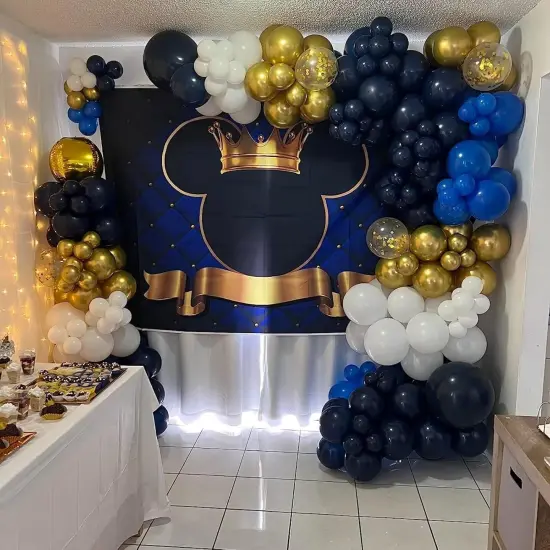 Navy Blue and Gold Balloons, 60pcs 12 Inch Navy Blue Pearl White Balloon Set with Metallic Chrome Gold Confetti Balloon Latex Helium Party Balloons for Boys Men Birthday Wedding Graduation Decorations {3}