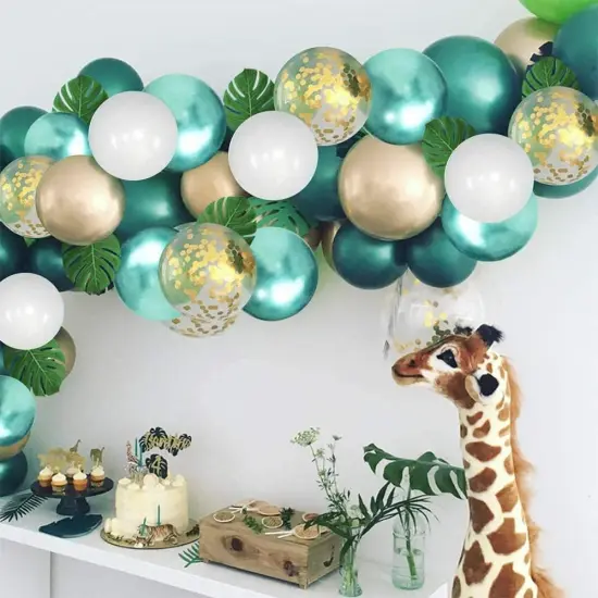 Metallic Green Gold Balloons, 60 Packs 12 Inch Dark Green White Gold Latex Balloons {4}