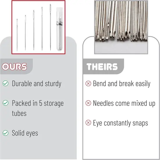 Large Eye Needles for Hand Sewing, 50 Pack, Assorted Sizes, Sewing Needles, Needles, Needles for Sewing, Embroidery Needles for Hand Sewing, Sewing Needles Large Eye {4}