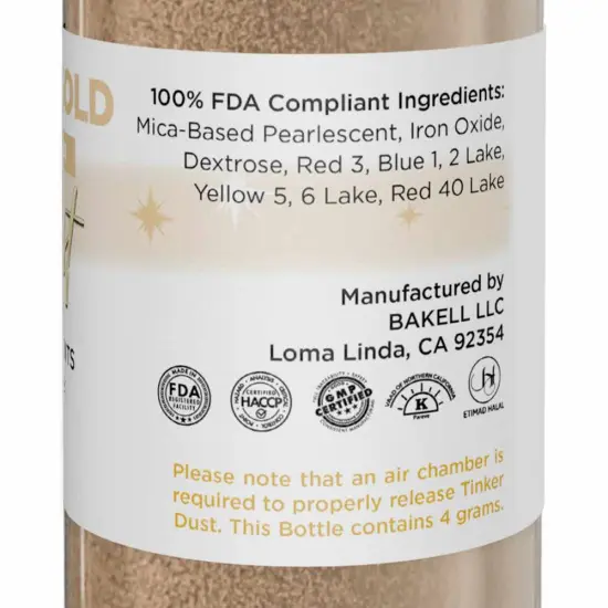 Bakell - Antique Rose Gold Tinker Dust Edible Glitter (4g, 1x Spray Pump) for Food, Desserts, and Beverages! {6}