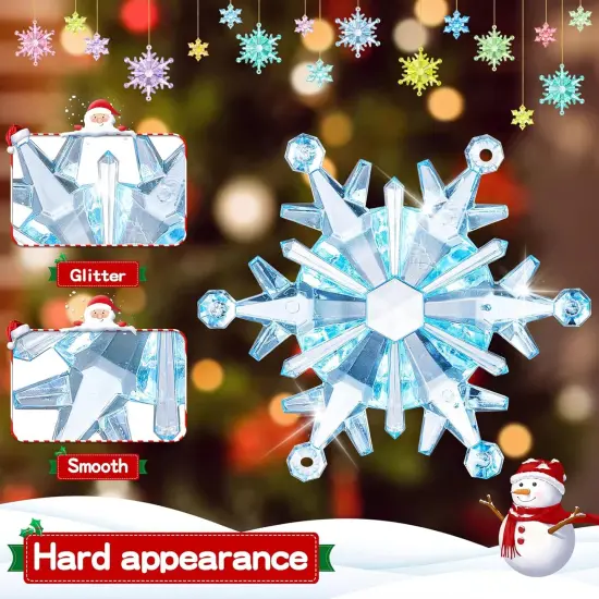 51 Pcs Colorful Snowflake Ornaments Acrylic {4}