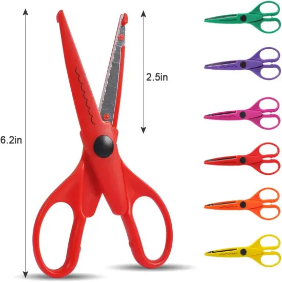 Craft Scissors Decorative Edge, 6 Pack Extended Crafting Scissors, Pattern Scissors with Different Designs on Blades, Fun Scissors for Kids, Teachers, Crafts, Scrapbooking, DIY Photos, Album {2}