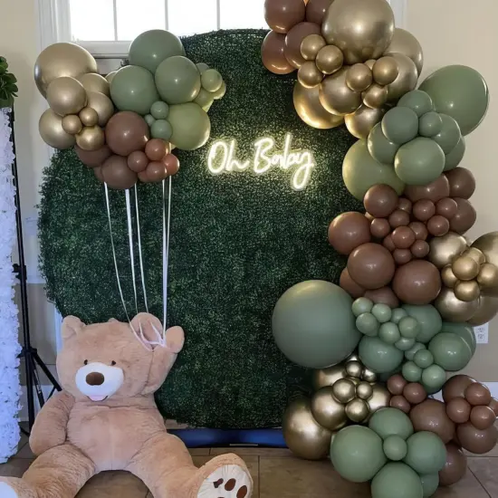 Green and Brown Balloons, Dark Emerald Green Balloon Camouflage Green Black Brown Balloons, Metallic Green Gold Balloon for Camping Game Jungle Theme Camo Birthday Baby Shower Army Party Decorations {5}