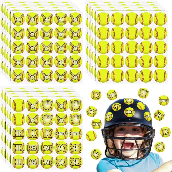 375 Pcs Softball Helmet Decals Award Self Adhesive Baseball Helmet Stickers Softball Baseball Decals Accessories for Girls Boys Women Men {1}