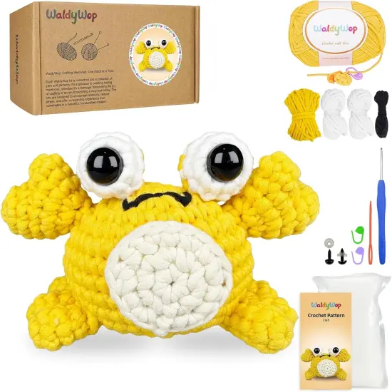Crochet Kit for Beginners Adults: Cute Crab Animal Crochet Kit with Supplies &ndash; Includes Extra Yarn, Hook & Needles, Detailed Video & Instructions &ndash; Holiday Birthday Gift for Women Girls {1}