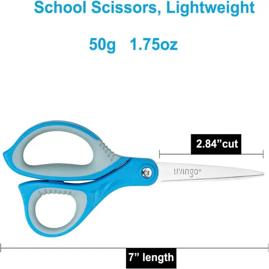 Scissors for School - Sharp Pointed Tip All Purpose Scissors Students Teachers Crafts Middle High School College Office Home, Right & Left Handed Scissors, Blue, Green, Purple, 3 Pack, 7 Inch {3}
