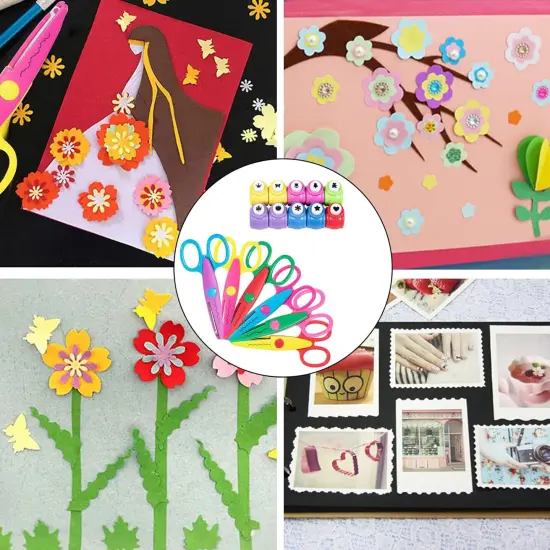 Craft Punch and Creative Scissors, 16pcs Craft Scissors Decorative Edge Set for School Kids Adults, Decorative Edge Scissors Perfect for Scrapbooking, Crafts, School Work, DIY Photos Album {2}