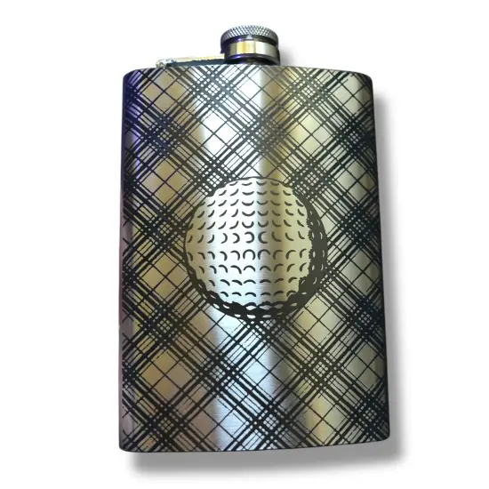 8oz Plaid Golf Stainless Steel Flask {2}