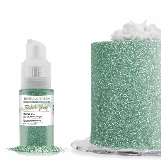 Bakell - Emerald Green Tinker Dust Edible Glitter (25g, 1x Spray Pump) for Food, Desserts, and Beverages! {1}