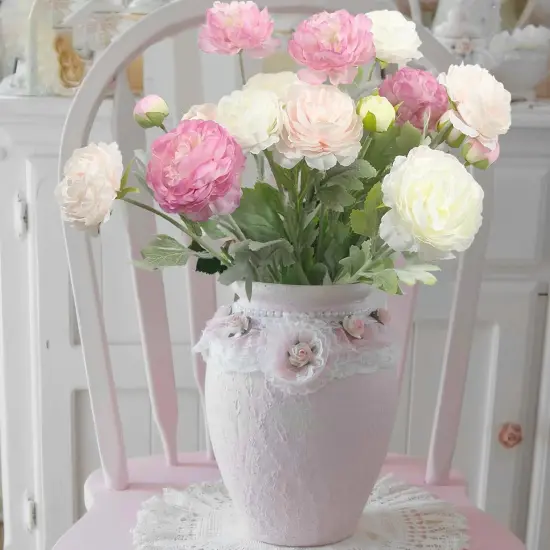 6 Pcs Summer Tabletop Floral Arrangements Artificial Flowers Silk Peony Rose Single Stem Peony Artificial Flowers Pink Faux Peony Bouquet Floral Arrangement {5}