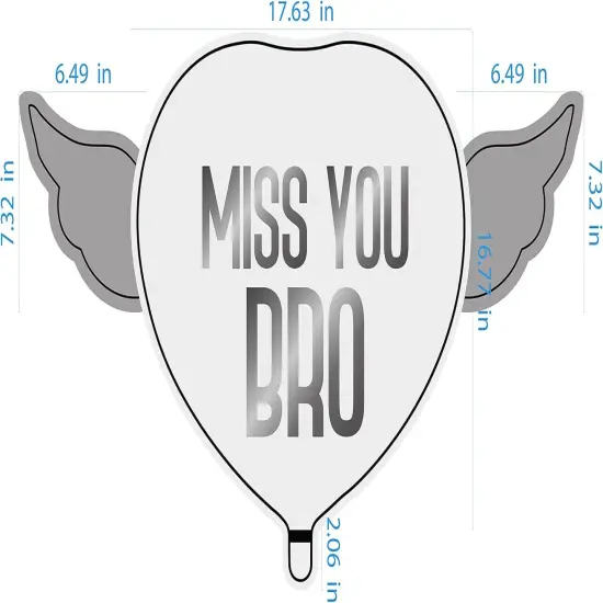 Miss You Bro, Balloons heart shaped with angel wings (Purple) {2}