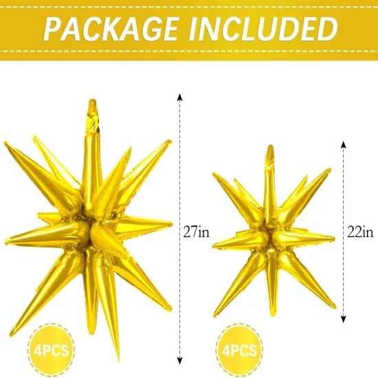Gold Star Balloons 8 Pcs Different Sizes Metallic Foil Arch Glitter Party Decorations for Bachelorette Wedding {2}