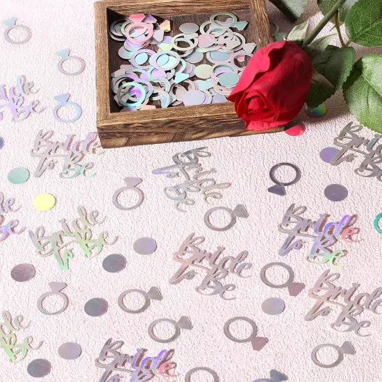 230PC Wedding Confetti Bridal Shower Decorations Bride To Be Ring Confetti Scatters Suitable for Iridescent Themed Bachelorette Engagement Hen Party Decor {2}