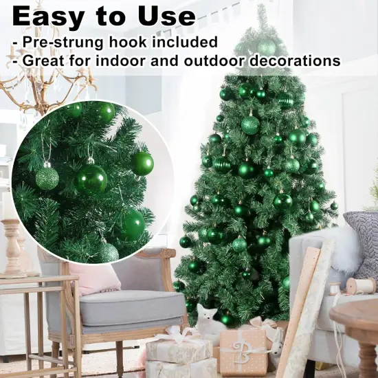 18Pcs Christmas Balls Ornaments for Xmas Tree - Shatterproof Christmas Tree Decorations Medium Hanging Ball Green 2.5in x 18 Pack {1}