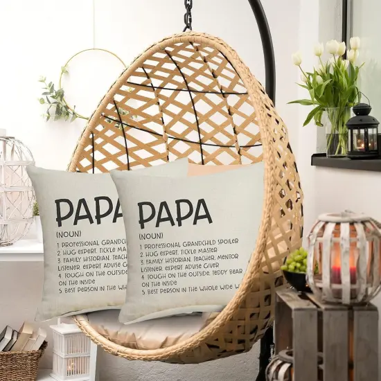 Papa Gifts from Daughter Inspiring Quotes Cotton Linen Throw Pillow Covers 18 x 18 Inches for Rustic Home Decor, Dad Gift {2}