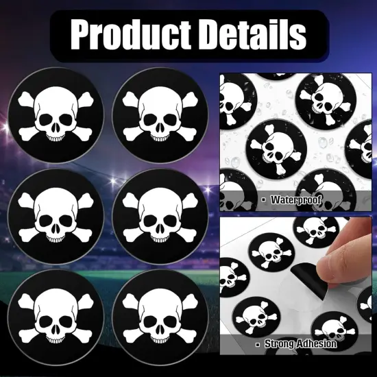 Skull Helmet Award Decals Youth Football Baseball Helmet Stickers 1-1/8'' Vinyl Stickers Self Adhesive Hockey Lacrosse(Black Print White,8 Sheets) {4}