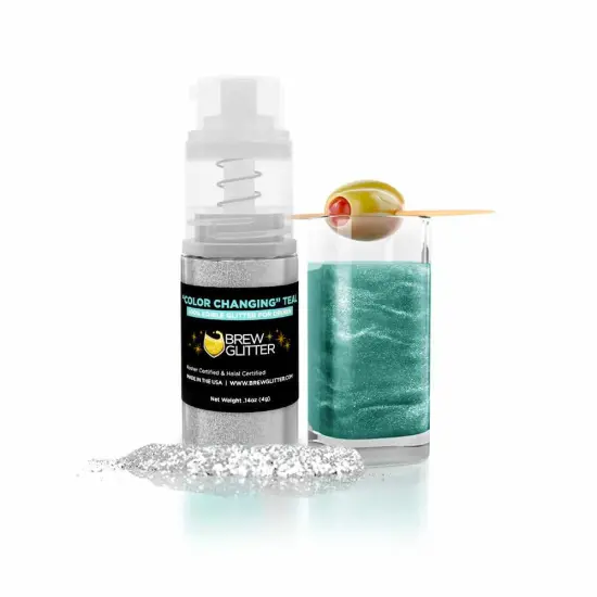 Brew Glitter - Teal Color Changing Edible Drink Glitter (4g, Mini Spray Pump) for Beer, Cocktails and Beverages {1}