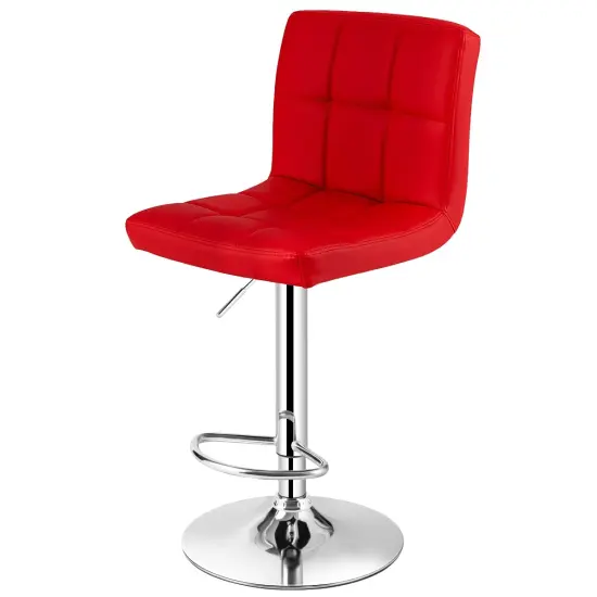 Height Adjustable Swivel Bar Stool with Cushioned Seat and Wide3 Metal Base Black {7}