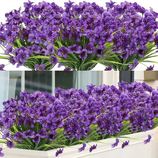 16pcs Outdoor Summer Bushes Artificial Flowers UV Resistant Fake Flowers Bulk Artificial Flowers {2}