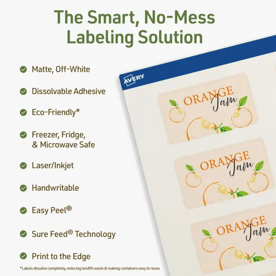 Avery Dissolvable Labels, 1.5" x 2.75" Rectangle {8}