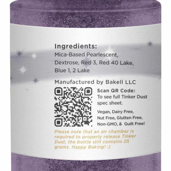 Bakell - Deep Purple Tinker Dust Edible Glitter (25g, 1x Spray Pump) for Food, Desserts, and Beverages! {6}