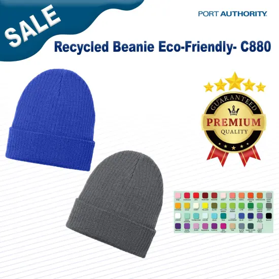Port Authority&reg; Recycled Beanie Eco Friendly Deep Black {2}
