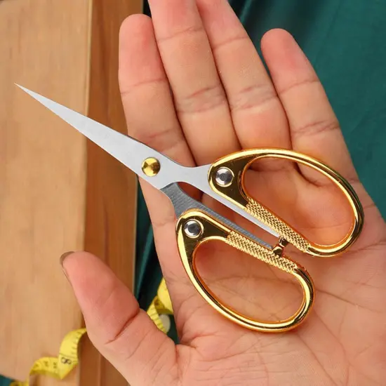 5" Small Sewing Scissors All Purpose Scissors Stainless Steel Tip Shears DIY Tools Office Scissor for Home Office School Sewing Fabric Handcraft Craft Art Work Needlework Everyday Use Gold {1}