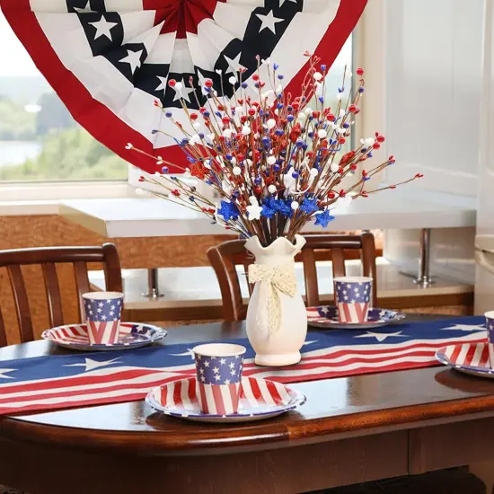 Set of 6 17inch Red, White & Blue Artificial Flower Independence Day Table Centerpiece {2}