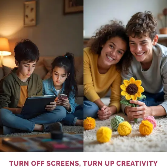 Beginner Crochet Kit for Adults | Crochet Plants Set of 6 Potted Plant Family | Crochet Kits for Starters | Crochet Flowers | Stitch-by-Stitch Video Tutorial | Gift for Kids (12+) {3}